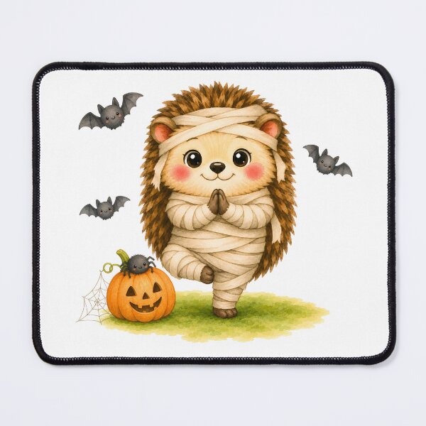 Item preview, Halloween Tree Pose Mummy Hedgehog designed and sold by YogiAnimalArt.