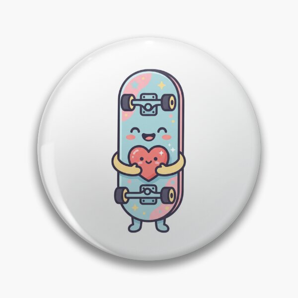 Item preview, Cute Kawaii Skateboard Hugging Little Pink Heart designed and sold by ajamzbox.