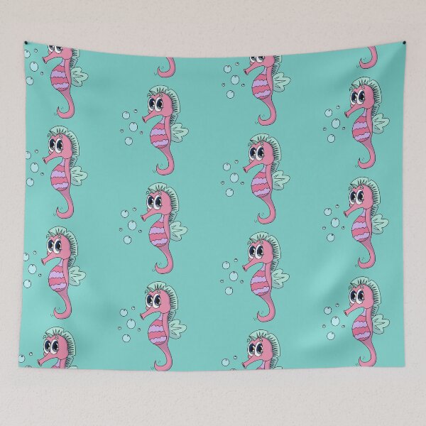 Item preview, Cute Kawaii Pink Seahorse with big blue eyes - Aadorable Ocean Cozy Criiter designed and sold by CozyCritters8.