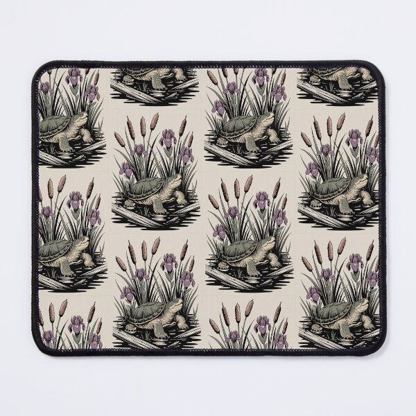 Item preview, Turtle Among Cattails & Iris Illustration designed and sold by NuvoraNest.