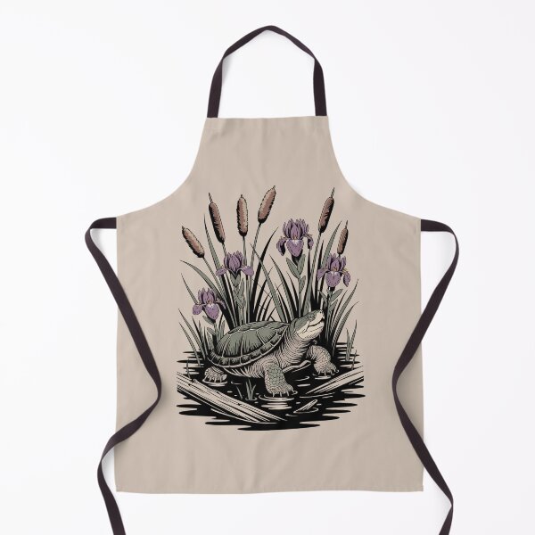 Item preview, Turtle Among Cattails & Iris Illustration designed and sold by NuvoraNest.