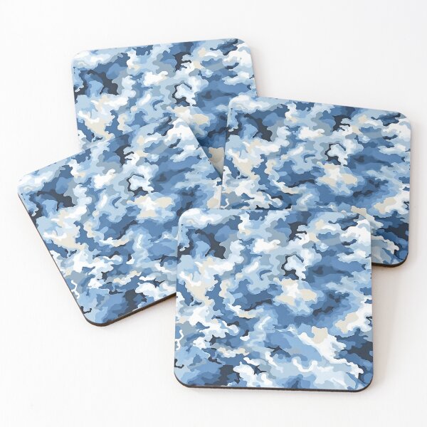 Item preview, Light Blue Camo Pattern Sky Denim and Cream Camouflage designed and sold by Nine Lives Studio.