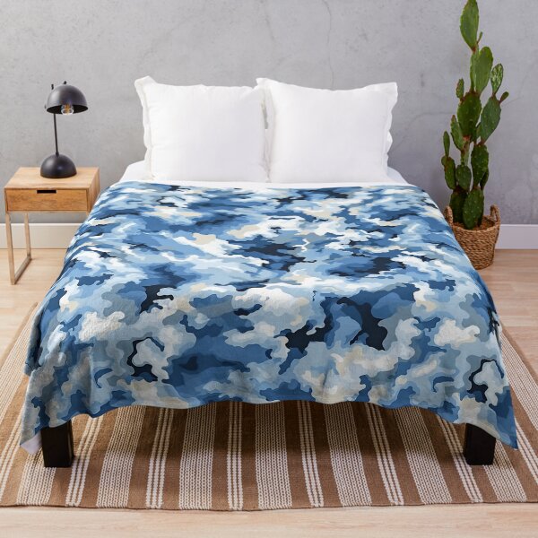 Item preview, Light Blue Camo Pattern Sky Denim and Cream Camouflage designed and sold by Nine Lives Studio.
