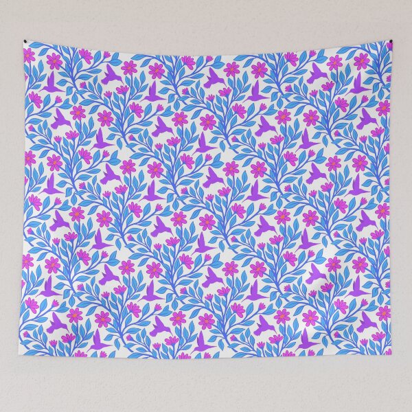Item preview, Purple hummingbirds on white designed and sold by MarySchwindt.
