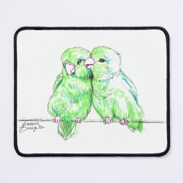 Item preview, Cute Green Lovebirds on a Branch designed and sold by Gio Daisy Art.