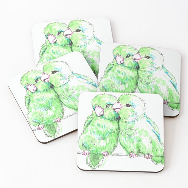 Item preview, Cute Green Lovebirds on a Branch designed and sold by Gio Daisy Art.