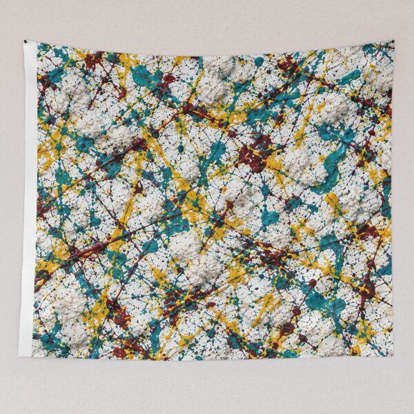 Item preview, Teal Gold Burgundy Abstract Paint Splatter designed and sold by THE SPLATTERED HAUS BY SAGE BANKS.