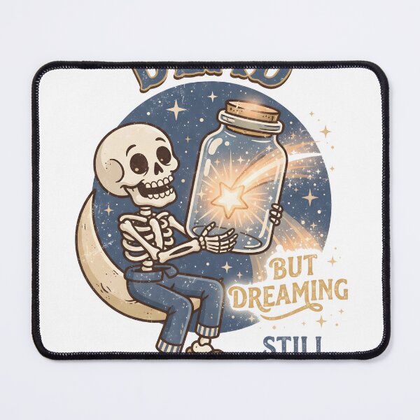 Item preview, Skeleton Sitting on Crescent Moon Holding Glass Jar with Glowing Star designed and sold by MisteryDesigner.