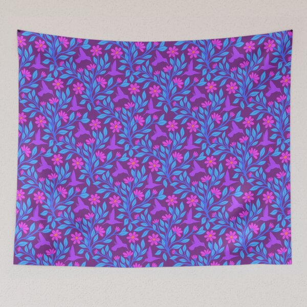 Item preview, Purple hummingbirds on dark purple designed and sold by MarySchwindt.