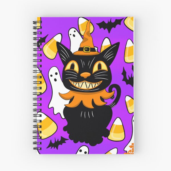 Item preview, Spooky Black Cat Halloween Art | Witch Cat with Candy Corn & Ghosts designed and sold by Let There Be Art Studio.
