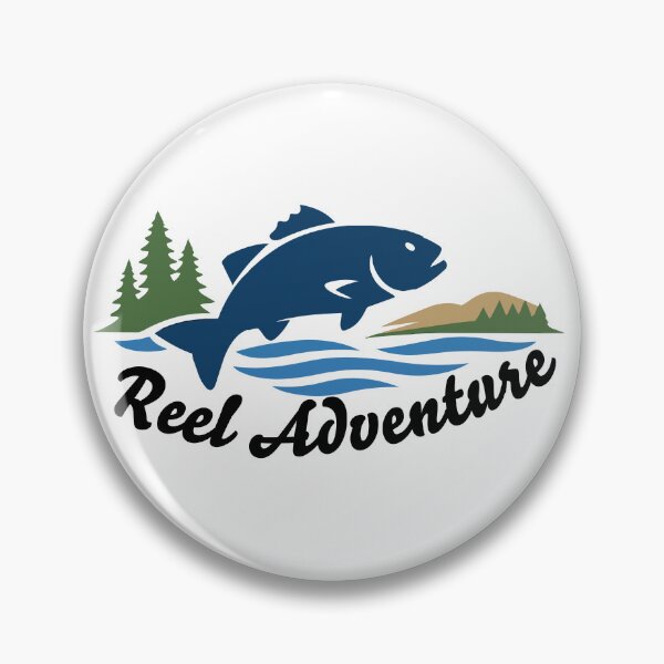 Item preview, Fly fishing illustration, logo style, text "Reel Adventure", fishing. designed and sold by Art-Horizon.