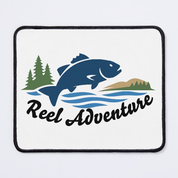 Item preview, Fly fishing illustration, logo style, text "Reel Adventure", fishing. designed and sold by Art-Horizon.
