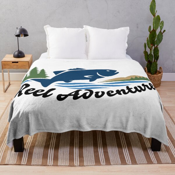 Item preview, Fly fishing illustration, logo style, text "Reel Adventure", fishing. designed and sold by Art-Horizon.