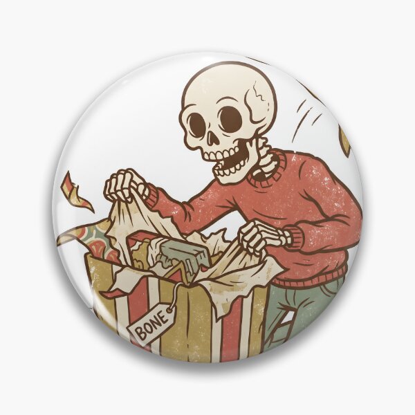 Item preview, Skeleton Wearing Red Sweater Opening Gift Box with Yellow Ribbon designed and sold by MisteryDesigner.