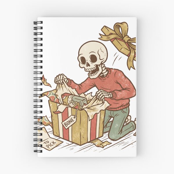 Item preview, Skeleton Wearing Red Sweater Opening Gift Box with Yellow Ribbon designed and sold by MisteryDesigner.