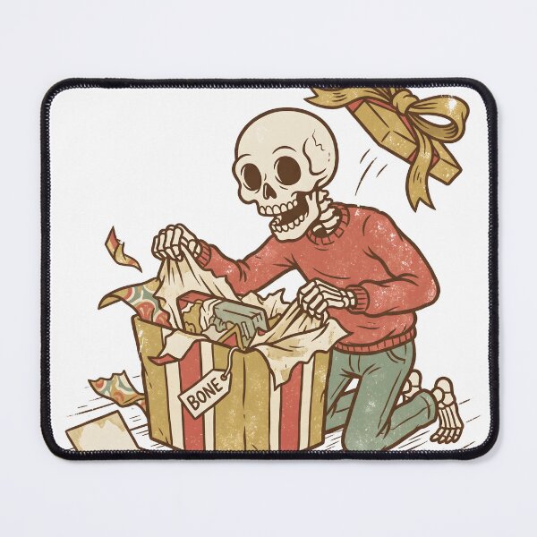 Item preview, Skeleton Wearing Red Sweater Opening Gift Box with Yellow Ribbon designed and sold by MisteryDesigner.
