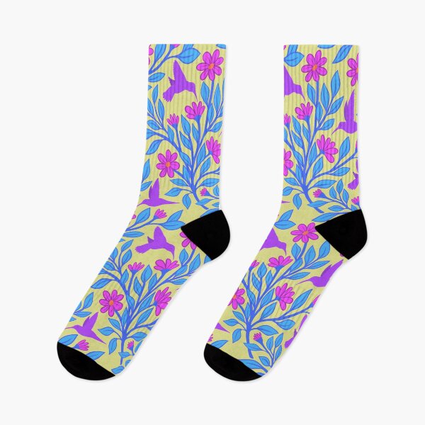 Item preview, Purple hummingbirds on pale yellow designed and sold by MarySchwindt.