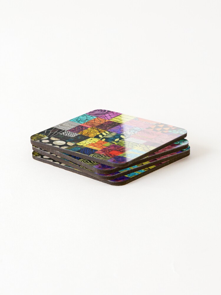 Thumbnail 4 of 5, Coasters (Set of 4), Colorful Abstract Patchwork Pattern designed and sold by SouthPrint.