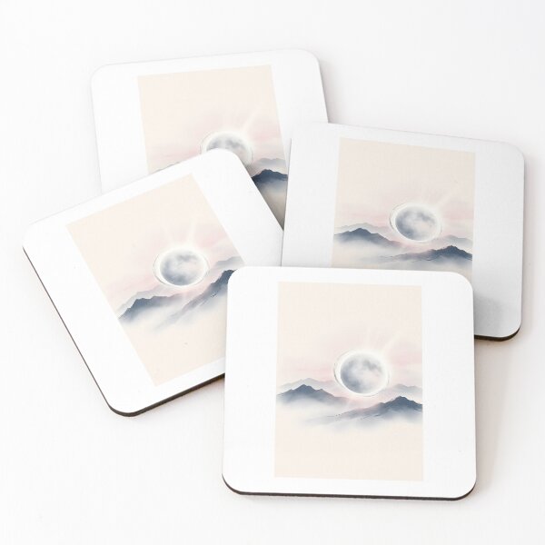 Item preview, Japanese Ethereal Eclipse Art Print Minimalist Wabi Sabi Moon Landscape designed and sold by Wagara-J.