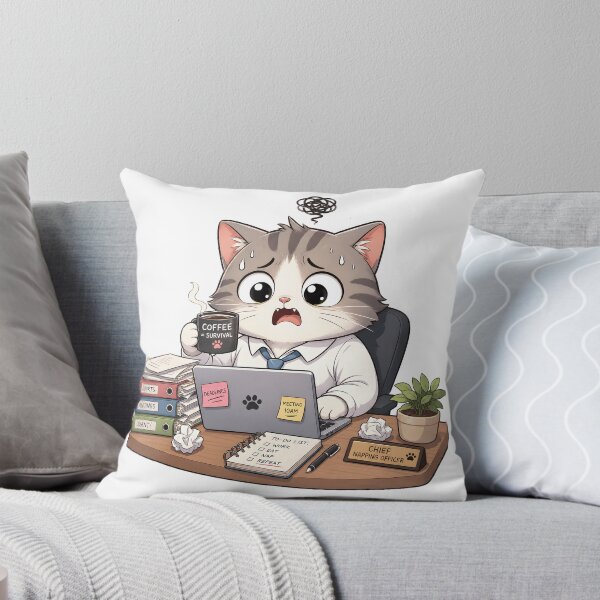 Item preview, Overworked Office Cat Sticker - Funny Chief Napping Officer Illustration designed and sold by OuSfian1.