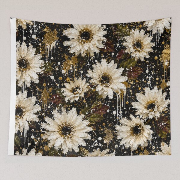 Item preview, Vintage White Chrysanthemum Floral Splatter designed and sold by THE SPLATTERED HAUS BY SAGE BANKS.