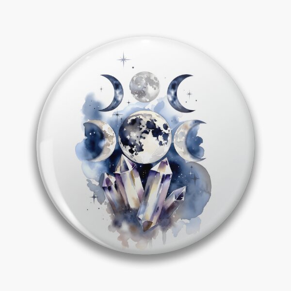 Item preview, Moon Phases Crystals Watercolor Lunar Spiritual designed and sold by NeuralLoft Frequency.