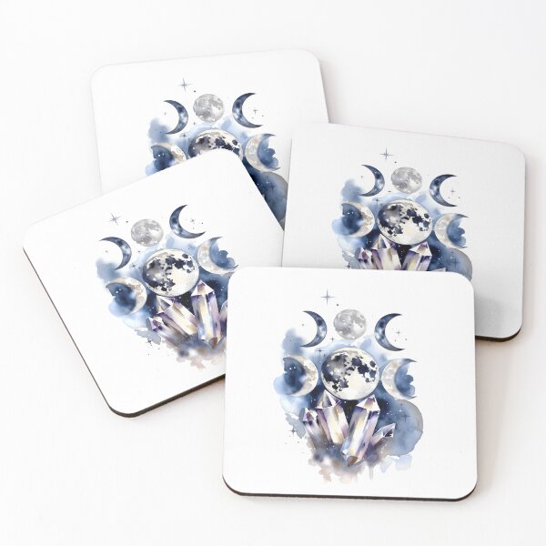 Item preview, Moon Phases Crystals Watercolor Lunar Spiritual designed and sold by NeuralLoft Frequency.