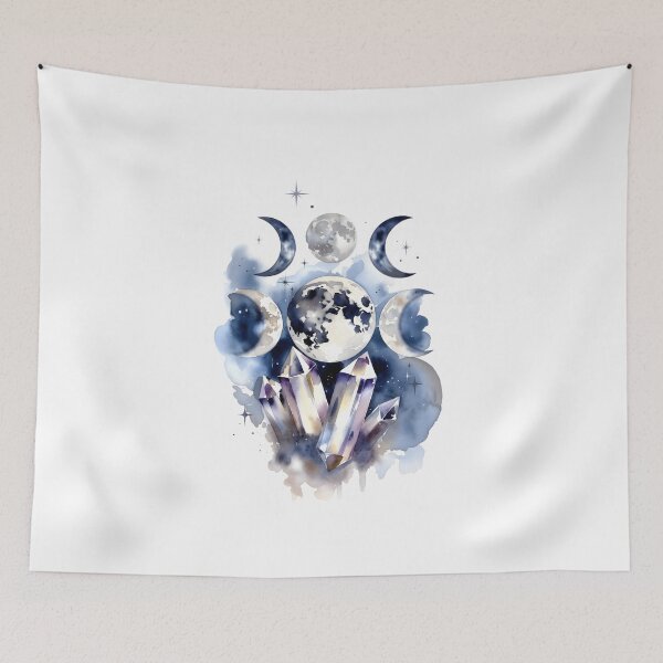 Item preview, Moon Phases Crystals Watercolor Lunar Spiritual designed and sold by NeuralLoft Frequency.