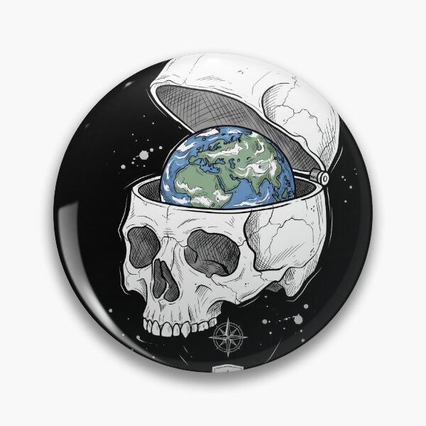 Item preview, Human Skull Hinged Lid Open Revealing Planet Earth Globe designed and sold by MisteryDesigner.