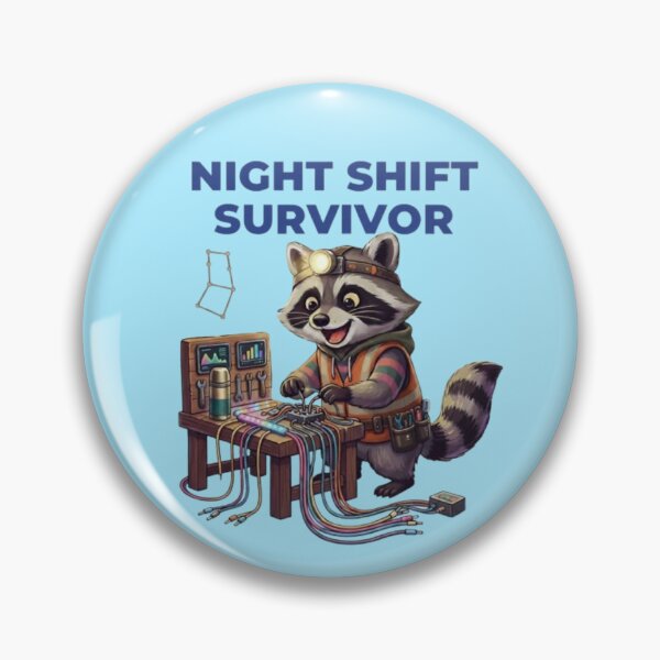 Item preview, Night Shift Survivor Raccoon-Funny Mining Raccoon designed and sold by Northern Glow Art.