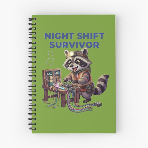 Item preview, Night Shift Survivor Raccoon-Funny Mining Raccoon designed and sold by Northern Glow Art.