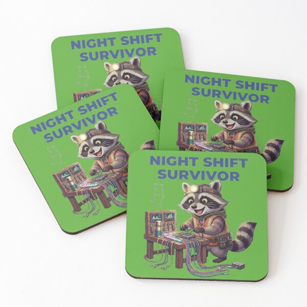 Item preview, Night Shift Survivor Raccoon-Funny Mining Raccoon designed and sold by Northern Glow Art.