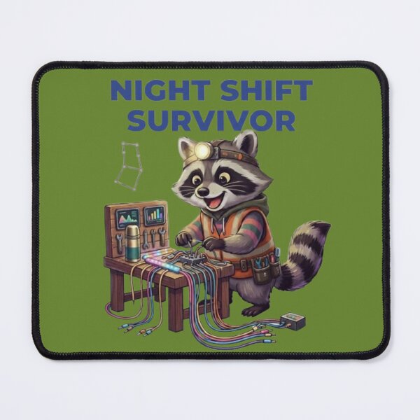 Item preview, Night Shift Survivor Raccoon-Funny Mining Raccoon designed and sold by Northern Glow Art.