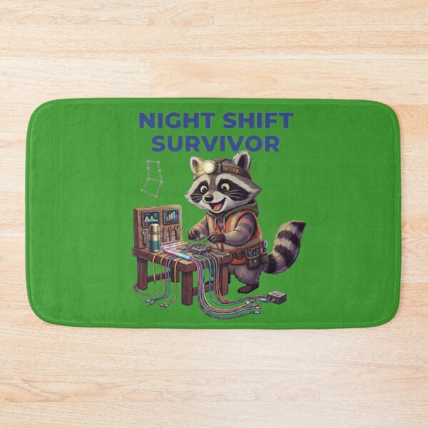 Item preview, Night Shift Survivor Raccoon-Funny Mining Raccoon designed and sold by Northern Glow Art.