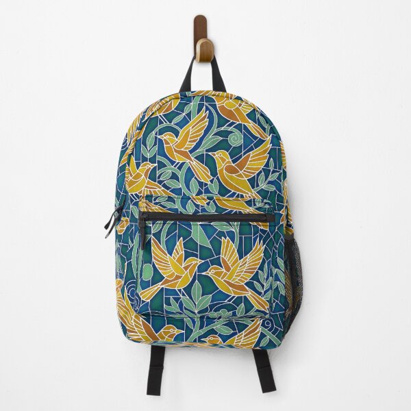 Item preview, Golden Birds in Stained Glass Garden Seamless Pattern (Art Deco Mosaic) designed and sold by NataliRubchik.