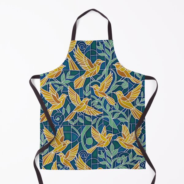 Item preview, Golden Birds in Stained Glass Garden Seamless Pattern (Art Deco Mosaic) designed and sold by NataliRubchik.