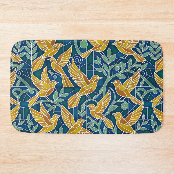 Item preview, Golden Birds in Stained Glass Garden Seamless Pattern (Art Deco Mosaic) designed and sold by NataliRubchik.