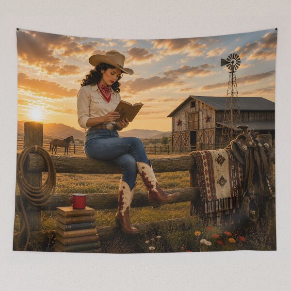 Item preview, Rodeo Reader – Vintage Western Cowgirl Book Lover designed and sold by The Cutting Room.