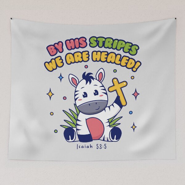 Item preview, By His Stripes We Are Healed Christian - Cute Zebra Faith - Isaiah 53:5 Bible Verse designed and sold by Glory After Tears.