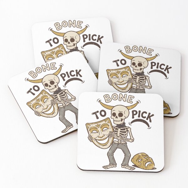 Item preview, Skeleton Holding Smiling Comedy Mask with Sad Tragedy Mask on Ground designed and sold by MisteryDesigner.