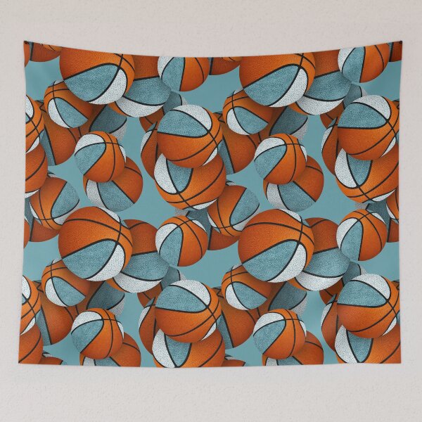 Item preview, Stylized basketballs with teal white accent panels designed and sold by katzdzynes.