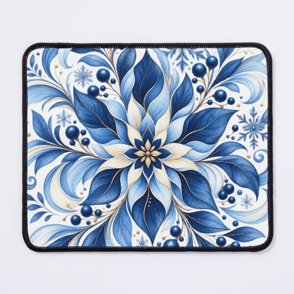 Item preview, Elegant Blue Winter Botanical Snowflake designed and sold by Z.K Studio.