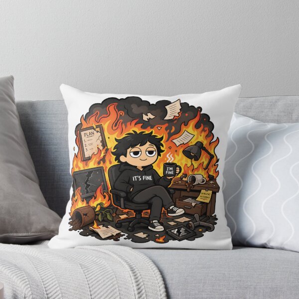Item preview, I'm Fine Everything Is Burning - Chaos Life Humorous Sticker designed and sold by OuSfian1.