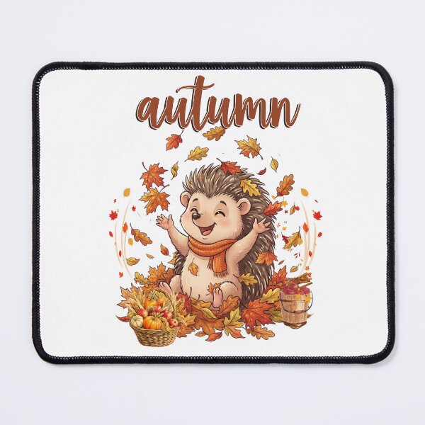 Item preview, Cute Autumn Hedgehog Playing with Fall Leaves and Harvest Basket designed and sold by VibranPalette.