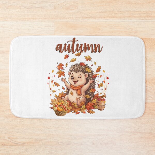 Item preview, Cute Autumn Hedgehog Playing with Fall Leaves and Harvest Basket designed and sold by VibranPalette.