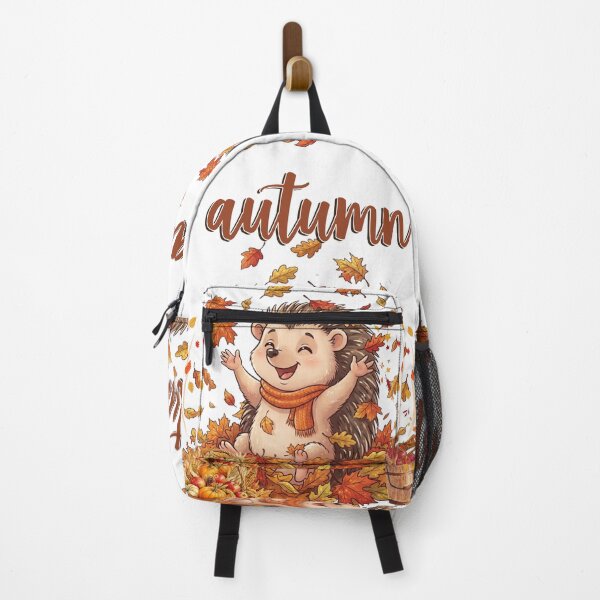 Item preview, Cute Autumn Hedgehog Playing with Fall Leaves and Harvest Basket designed and sold by VibranPalette.