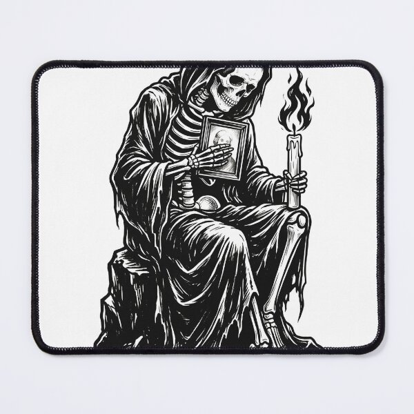 Item preview, Reaper Sitting on Rock Holding Royal Flush Playing Cards and Lit Candle designed and sold by MisteryDesigner.