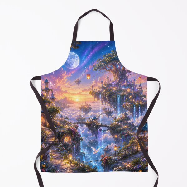 Item preview, Enchanted Floating Island Village Sunset Fantasy Art designed and sold by Herodestroyer.