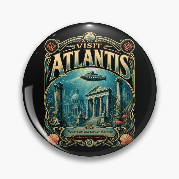 Item preview, Visit Atlantis Steampunk Travel Poster designed and sold by Victor Shadehorn.