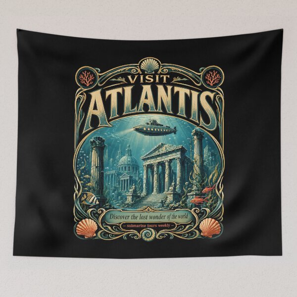 Item preview, Visit Atlantis Steampunk Travel Poster designed and sold by Victor Shadehorn.